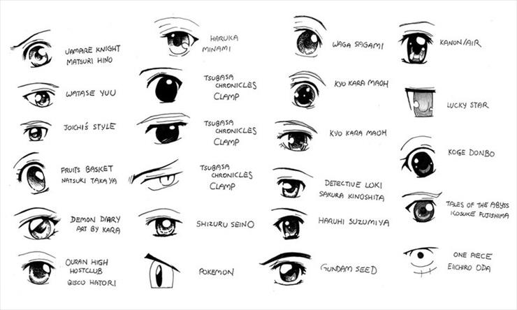 Nauka rysowania - Anime_and_Manga_Eyestyles_by_AkitoMaru.jpg