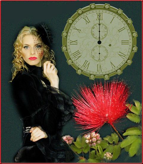 Gify-Kobiety - kobieta zegar kwiat1Animation.gif