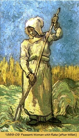4. Saint -Rmy 1889 -90 - 1889-09 25 - Peasant Woman with Rake after Millet.jpg