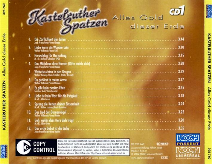 Cover CD1 - Kastelruther Spatzen - Alles Gold dieser Erde CD1 Back.jpg
