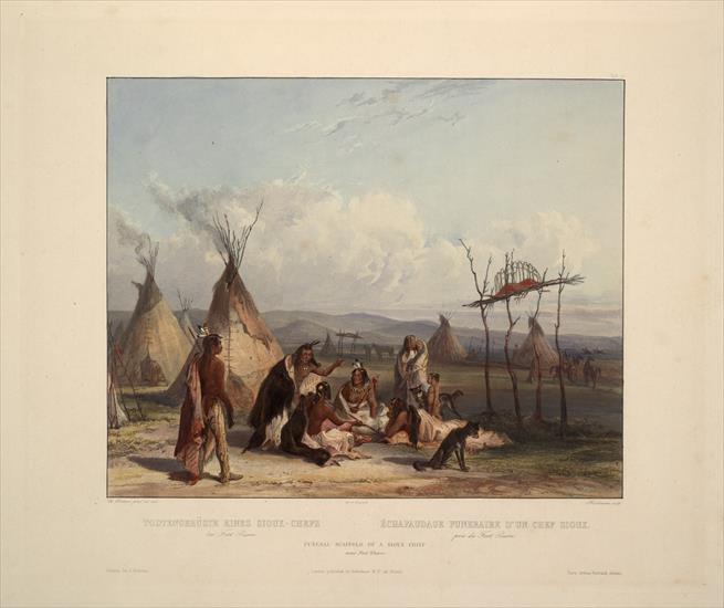 1809-1893 Karl Bodmer - 1839 Karl Bodmer 44 - Funeral Scaffold Of A Sioux Chief Near Fort Pierre.jpg
