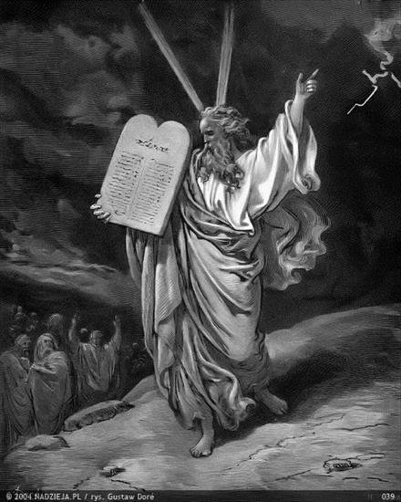 Grafiki Gustawa Dor do Biblii Jakuba Wujka - 039 Mojżesz zstępuje z Góry Sinai 2 Mojż. 19,25.jpg