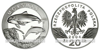 MONETY Srebrne - 20 złotych Morświn srebro 2004 r.jpg